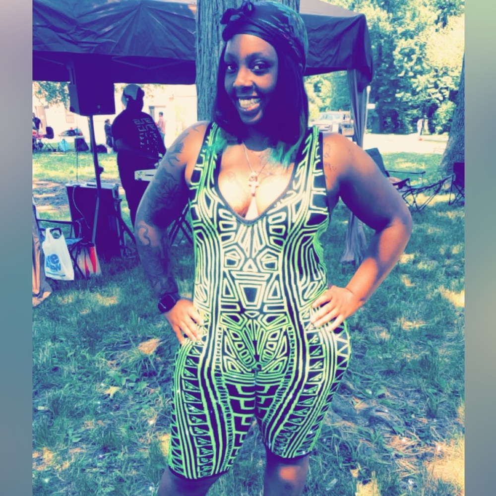 Lime Green and Black Shorts One Piece